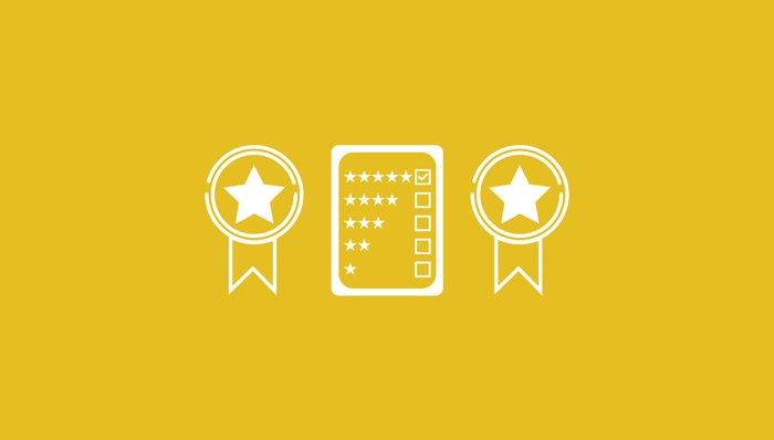 Weiße Icons au fgelbem Hintergrund von Urkunden