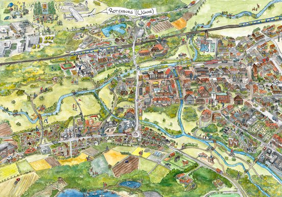 Wimmelbild der Stadt Rotenburg