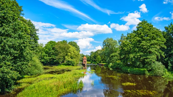 Blick von der Vorwerk-Brücke in Bremervörde auf den Fluss Oste