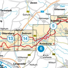 Kartendarstellung mit dem Verlauf vom Wümme-Radweg