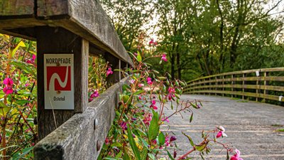 NORDPFADE-Markierung am Wanderweg Ostetal