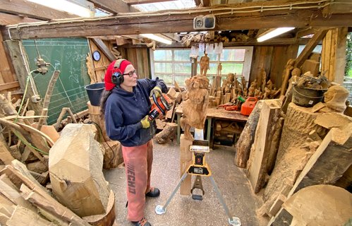 Blick von oben in Ragnas Werkstatt