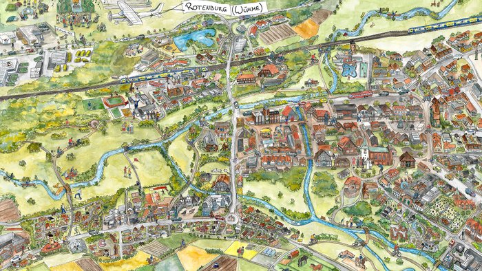 Wimmelbild der Stadt Rotenburg