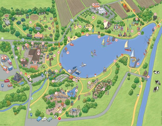 Gezeichneter Plan vom Gebiet rund um den Vörder See